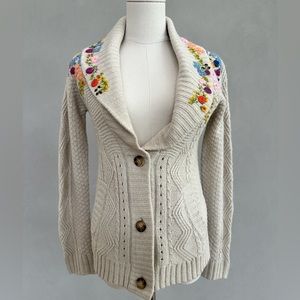 Rapsodia Wool Blend Embroidered Cardigan